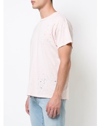 rosa T-Shirt mit einem Rundhalsausschnitt von Amiri