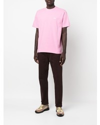rosa T-Shirt mit einem Rundhalsausschnitt von Stussy