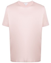 rosa T-Shirt mit einem Rundhalsausschnitt von Sunspel