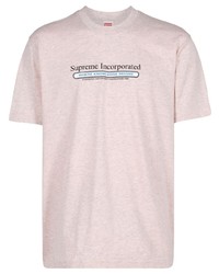 rosa T-Shirt mit einem Rundhalsausschnitt von Supreme