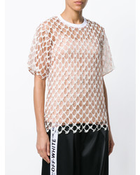 rosa T-Shirt mit einem Rundhalsausschnitt von Off-White