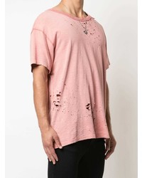 rosa T-Shirt mit einem Rundhalsausschnitt von Amiri