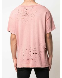 rosa T-Shirt mit einem Rundhalsausschnitt von Amiri