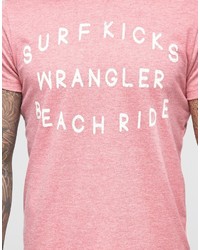 rosa T-Shirt mit einem Rundhalsausschnitt von Wrangler