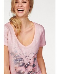 rosa T-Shirt mit einem V-Ausschnitt von CHEER