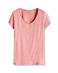 rosa T-Shirt mit einem V-Ausschnitt von edc by Esprit