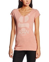 rosa T-Shirt mit einem V-Ausschnitt von G-Star Raw