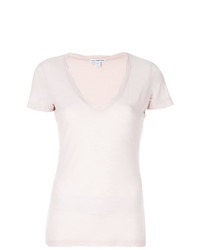 rosa T-Shirt mit einem V-Ausschnitt von James Perse