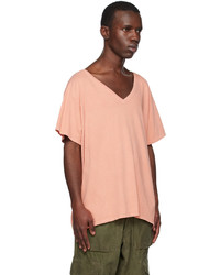 rosa T-Shirt mit einem V-Ausschnitt von Greg Lauren