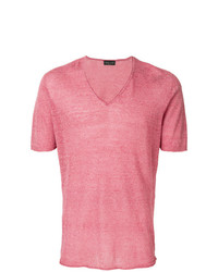 rosa T-Shirt mit einem V-Ausschnitt von Roberto Collina