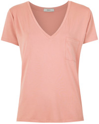 rosa T-Shirt mit einem V-Ausschnitt