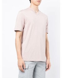 rosa T-Shirt mit einem V-Ausschnitt von Brunello Cucinelli