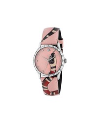 rosa Uhr mit Schlangenmuster von Gucci