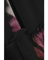 rosa und schwarzes Freizeitkleid mit Blumenmuster von Nina Ricci