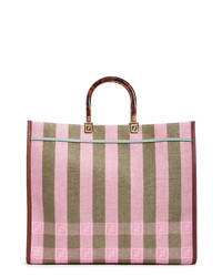 rosa vertikal gestreifte Shopper Tasche aus Segeltuch