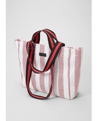 rosa vertikal gestreifte Shopper Tasche aus Segeltuch von S.OLIVER RED LABEL