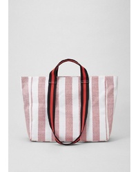 rosa vertikal gestreifte Shopper Tasche aus Segeltuch von S.OLIVER RED LABEL