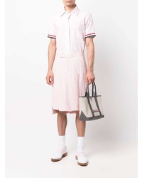 rosa vertikal gestreiftes Kurzarmhemd von Thom Browne