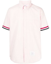 rosa vertikal gestreiftes Kurzarmhemd von Thom Browne