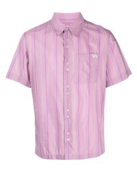 rosa vertikal gestreiftes Kurzarmhemd von Wales Bonner