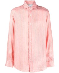 rosa vertikal gestreiftes Langarmhemd von Brunello Cucinelli