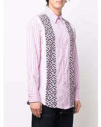 rosa vertikal gestreiftes Langarmhemd von Versace