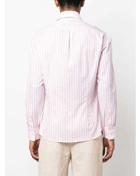 rosa vertikal gestreiftes Langarmhemd von Brunello Cucinelli