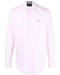 rosa vertikal gestreiftes Langarmhemd von Philipp Plein
