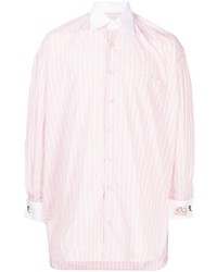 rosa vertikal gestreiftes Langarmhemd von Raf Simons
