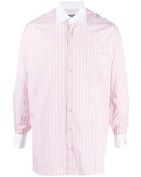 rosa vertikal gestreiftes Langarmhemd von Raf Simons
