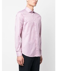 rosa vertikal gestreiftes Langarmhemd von Canali