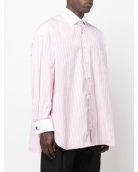 rosa vertikal gestreiftes Langarmhemd von Raf Simons