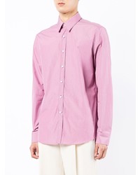rosa vertikal gestreiftes Langarmhemd von Salvatore Ferragamo