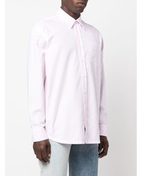rosa vertikal gestreiftes Langarmhemd von Lacoste