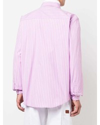 rosa vertikal gestreiftes Langarmhemd von MSGM