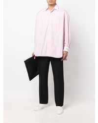 rosa vertikal gestreiftes Langarmhemd von Raf Simons