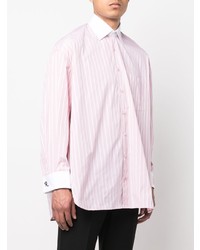 rosa vertikal gestreiftes Langarmhemd von Raf Simons