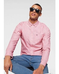 rosa vertikal gestreiftes Langarmhemd von Tommy Jeans