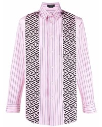 rosa vertikal gestreiftes Langarmhemd von Versace