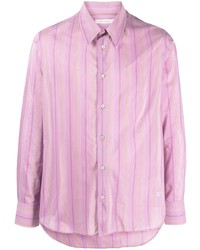 rosa vertikal gestreiftes Langarmhemd von Wales Bonner