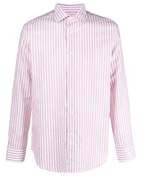 rosa vertikal gestreiftes Leinen Langarmhemd von Canali