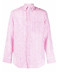 rosa vertikal gestreiftes Leinen Langarmhemd von Etro
