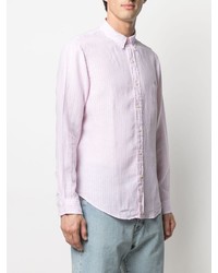 rosa vertikal gestreiftes Leinen Langarmhemd von Ralph Lauren Collection
