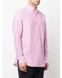 rosa vertikal gestreiftes Leinen Langarmhemd von Etro