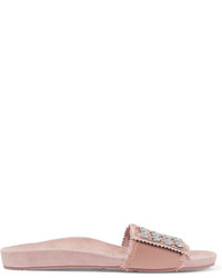 rosa verzierte flache Sandalen aus Wildleder von Pedro Garcia