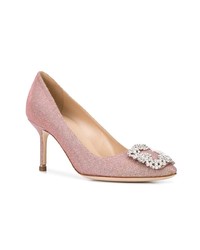 rosa verzierte Leder Pumps von Manolo Blahnik