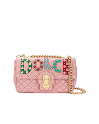 rosa verzierte Leder Umhängetasche von Dolce & Gabbana