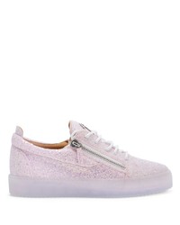 rosa verzierte Pailletten niedrige Sneakers