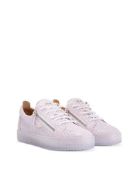 rosa verzierte Pailletten niedrige Sneakers von Giuseppe Zanotti