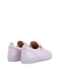 rosa verzierte Pailletten niedrige Sneakers von Giuseppe Zanotti